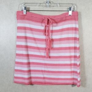 10579 FINAL PRICE Madden NYC peach and white striped sweater knit skirt XL NEW